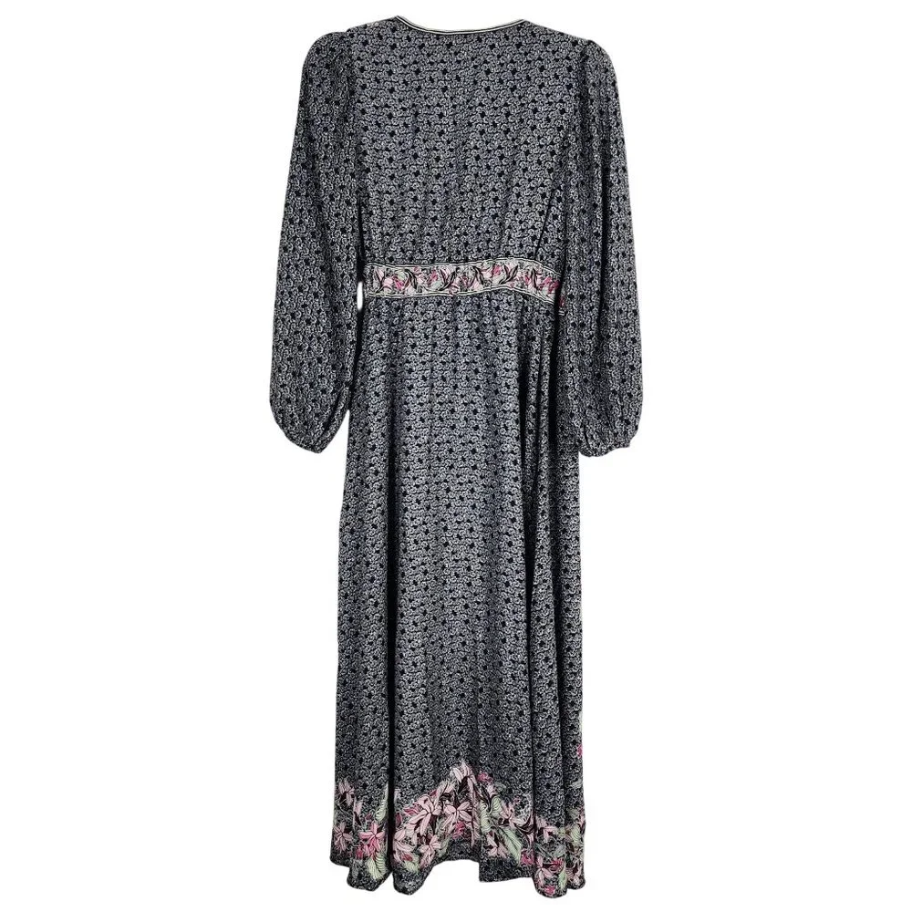 Max Studio London XS Floral Wrap Maxi Dress With Puff Sleeves - Picture 3 of 13